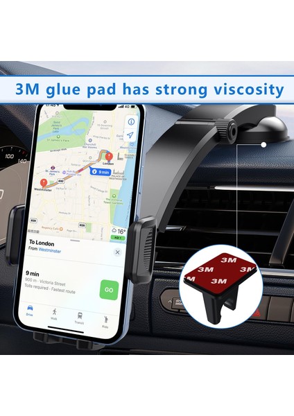 Pack-1 Araç Cep Telefonu Tutucu, 360 Derece Uzun Kol Gösterge Paneli Ön Cam Araç Telefonu Tutucu, Çoğu Akıllı Telefon Için Güçlü Vantuzlu Evrensel Sarsıntı Önleyici Akıllı Telefon (Yurt Dışından) modelleri