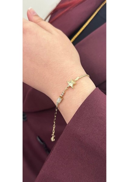 14 Ayar Spor Yıldız Model Bileklik 5,49 Gram 18 cm Uzunluk