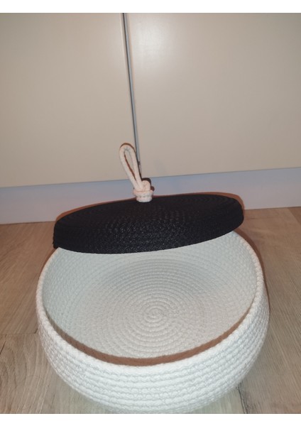 Çok Amaçlı Dekoratif Organizer Jüt Ip Kapaklı Sepet 25X12