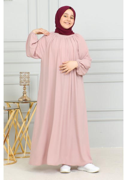 Reglan Kol Büzgülü Çocuk Elbise-Medine Ipeği modelleri