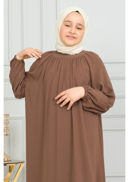 Reglan Kol Büzgülü Çocuk Elbise-Medine Ipeği fiyatları