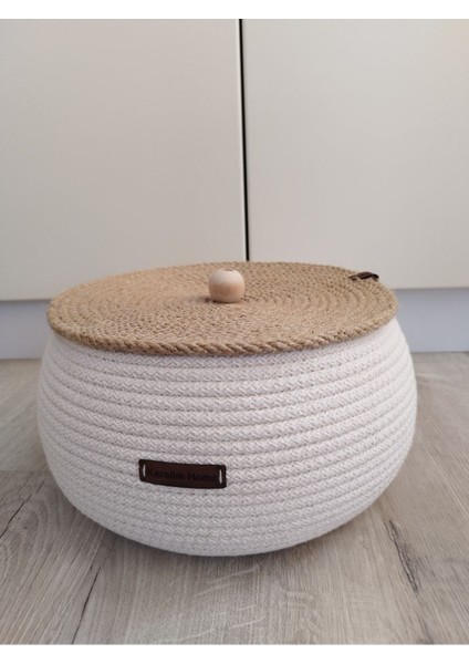 Çok Amaçlı Dekoratif Organizer Kapaklı Hasır Sepet 25X15