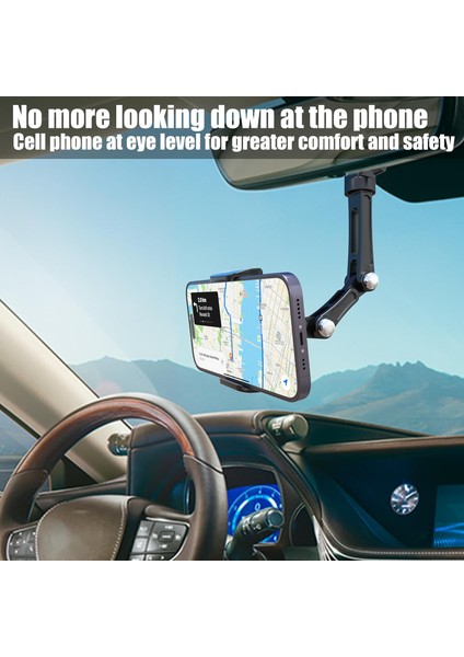 Araba Için Dikiz Aynası Telefon Tutucu, Alüminyum Alaşımlı Montaj Çok Açılı Ayar, iPhone ve Android Telefonlar Için Döndürülebilir Geri Çekilebilir Evrensel Cep Telefonu Araç Monta (Yurt Dışından) fiyatları