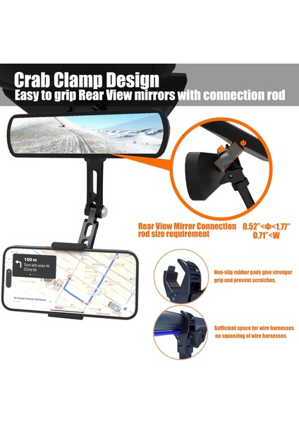 Araba Için Dikiz Aynası Telefon Tutucu, Alüminyum Alaşımlı Montaj Çok Açılı Ayar, iPhone ve Android Telefonlar Için Döndürülebilir Geri Çekilebilir Evrensel Cep Telefonu Araç Monta (Yurt Dışından) modelleri