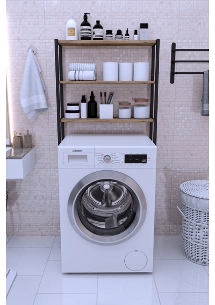 Çamaşır Makinesi Üstü Düzenleyici Raf Banyo Dolabı Rafı 65X150X22 Ceviz fiyatları