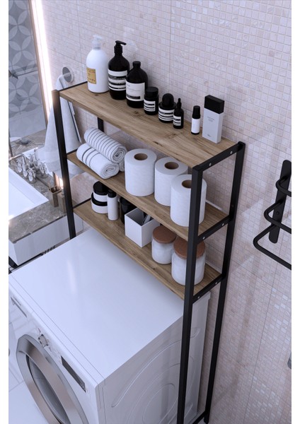 Çamaşır Makinesi Üstü Düzenleyici Raf Banyo Dolabı Rafı 65X150X22 Ceviz modelleri