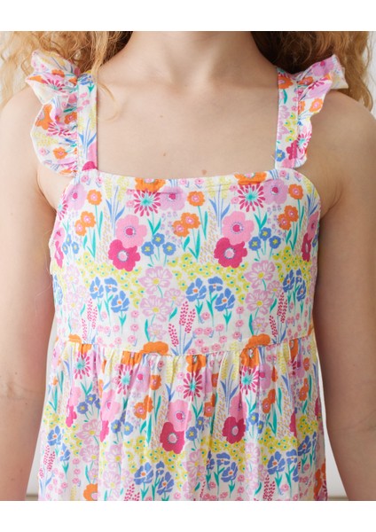 Kız Çiçek Desenli Poplin Elbise fiyatları