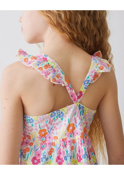 Kız Çiçek Desenli Poplin Elbise modelleri