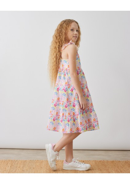 Kız Çiçek Desenli Poplin Elbise fırsatları