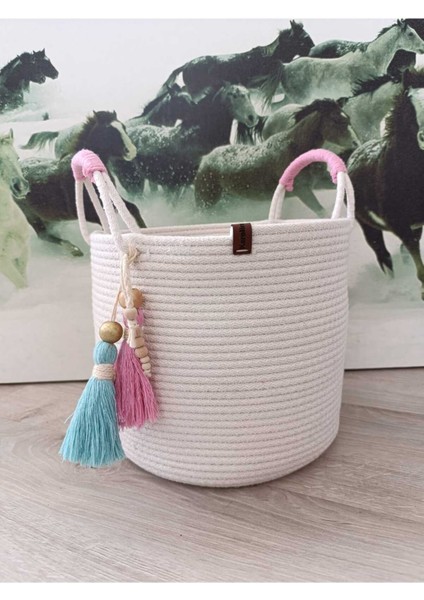 Çok Amaçlı Dekoratif Organizer Jüt Ip Sepet Oyuncak Sepeti 25X23