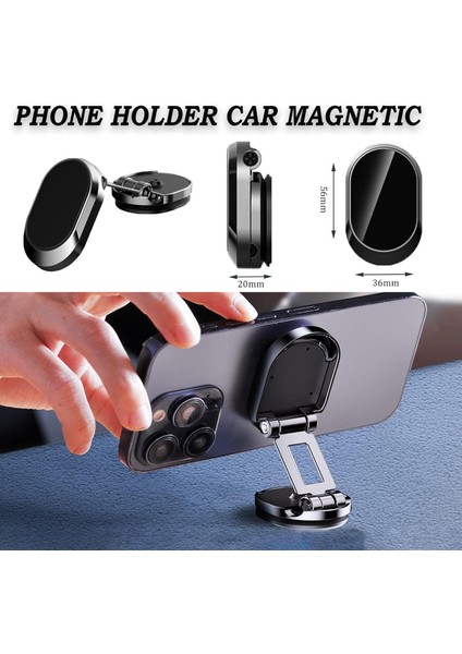 Paket Telefon Araç Montaj Aparatı Manyetik, Alaşım Katlanır Manyetik Araç Telefonu Tutucu, 2 Yuvarlak Plakalı Araç Için 360° Dönebilen Manyetik Telefon Montaj Aparatı Tüm Telefon M (Yurt Dışından) fırsatları