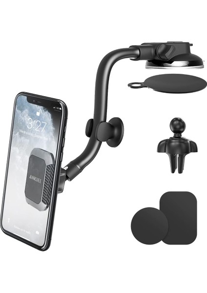 Ön Cam/gösterge Paneli/havalandırma Için Vantuzlu Araç Telefonu Tutucu Montajı, Tek Elle Çalıştırma Ara Parçalı Sarsıntı Önleyici Manyetik Cep Telefonu Tutucu, Tüm Telefonlar Için (Yurt Dışından)