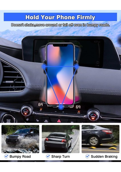 Mazda 3 2019-2024 Için Araç Telefonu Tutucu Cep Telefonu Tutucu Tüm 4-7 Inç Telefonlar Için Hava Firar Dağı Eller Serbest Kalın Kılıf Dostu Tamamen Ayarlanabilir Mobil Stand Aksesu (Yurt Dışından) modelleri