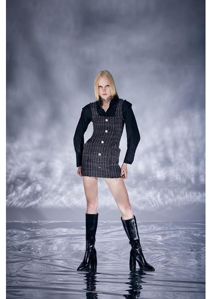 Tweed Elbise Siyah