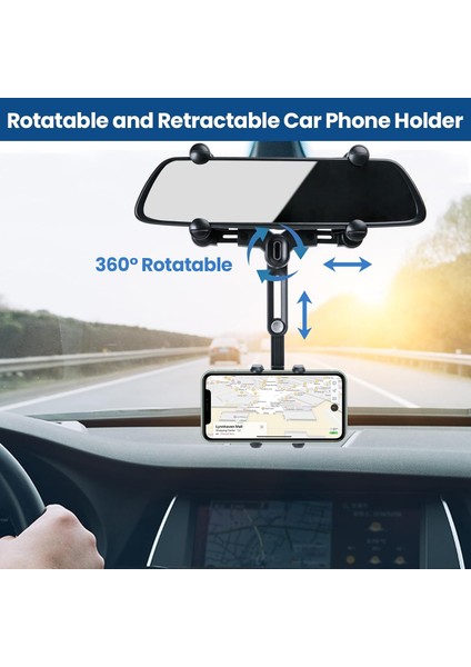 Dikiz Aynası Telefon Tutucu, 360° Döndürülebilir ve Geri Çekilebilir Araç Telefonu Tutucu, Yeni Yükseltme ve Çok Fonksiyonlu 4 Pençeli Araç Için Telefon Montajı Tüm 4-7 Inç Akıllı (Yurt Dışından) fiyatları