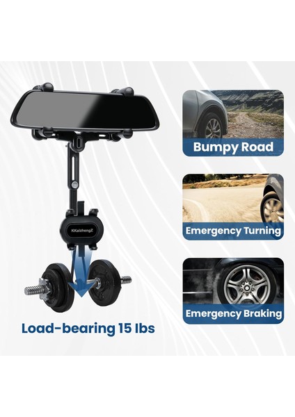 Dikiz Aynası Telefon Tutucu, 360° Döndürülebilir ve Geri Çekilebilir Araç Telefonu Tutucu, Yeni Yükseltme ve Çok Fonksiyonlu 4 Pençeli Araç Için Telefon Montajı Tüm 4-7 Inç Akıllı (Yurt Dışından) modelleri