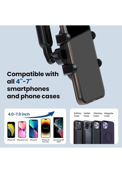 Dikiz Aynası Telefon Tutucu, 360° Döndürülebilir ve Geri Çekilebilir Araç Telefonu Tutucu, Yeni Yükseltme ve Çok Fonksiyonlu 4 Pençeli Araç Için Telefon Montajı Tüm 4-7 Inç Akıllı (Yurt Dışından) fırsatları