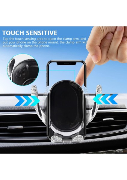 Nissan Rogue 2014-2020 Için Telefon Tutucu Dağı Dokunmatik Algılama Bling Kristalleri Araba Iç Aksesuarları Beşik Standı iPhone Samsung Tüm Cep Telefonlarına Uygun (Yurt Dışından)