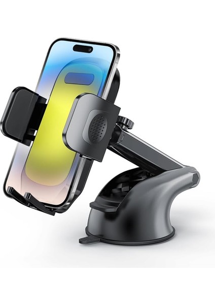 Araç Vantuzlu Telefon Tutacağı, 360° Dönebilen Sarsıntı Önleyici Sabit Ön Cam Kontrol Paneli Penceresi Yapışkan Jel Pedli Cep Telefonu Tutacağı Montajı, 12 13 14 15 Pro Max (Sarı) (Yurt Dışından)