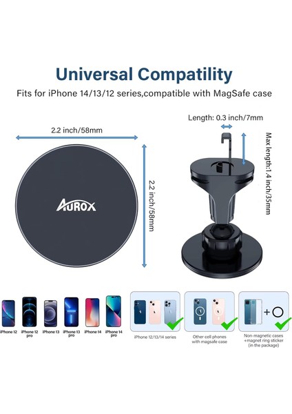 Araba Için Telefon Montajı Magsafe Araç Montajı ile Uyumlu [yükseltilmiş Havalandırma Kancası ve Güçlü Mıknatıslar] iPhone 15/14/13/12 Serisi ve Çoğu Akıllı Telefon Için 360° Ayarl (Yurt Dışından)