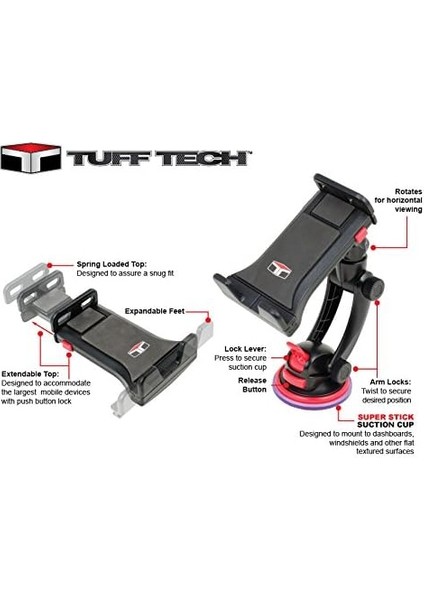 Tuff Tech Super Stick Evrensel Araç Montajlı Telefon Tutucu Masa Standı, Vantuz Tabanı ve Ayarlanabilir Kol ile -Iphone, Samsung, Lg, Moto, Huawei, Akıllı Telefonlar Için (Yurt Dışından) fırsatları