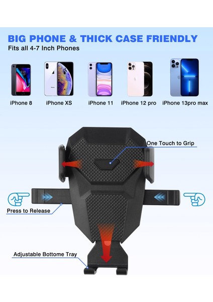Mercedes Benz Glc 2016-2022 /c Sınıfı 2015-2021 Için Araç Telefonu Tutucu Cep Telefonu Tutucu 4-7 Inç Telefonlar Için Hava Firar Dağı Eller Serbest Kalın Kılıf Dostu Mobil Stand Ak (Yurt Dışından) fiyatları