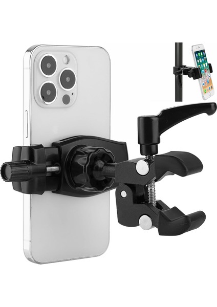 Golf Arabası/mikrofon Standı/alışveriş Sepeti/korkuluk/gidon/çubuk Için Telefon Tutucu, 3,5 ~ 7,5 Inç Iphone/nexus/htc/lg/akıllı Telefon Için Uygun, 360° Ayarlanabilir Klips Alümin (Yurt Dışından)