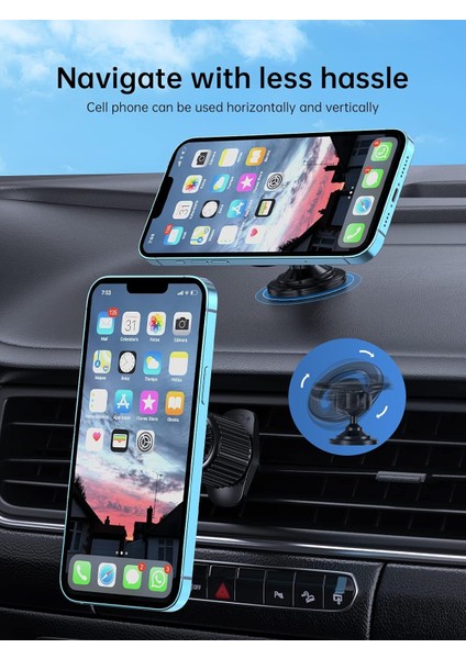44 Güçlü Mıknatıs ve 2 Tabanlı Manyetik Araç Montaj Parçası - Araba Için Manyetik Telefon Tutucu，iphone Araç Tutucu iPhone 14 13 12 Pro Max Plus Mini Magsafe Kılıfları ve Tüm Telef (Yurt Dışından)