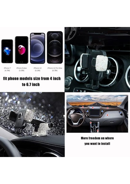 Bling Araç Telefonu Montaj Tutacağı, Kadınlar ve Kızlar Için Parlak Kristal Yapay Elmas Telefon Standı, Ön Cam Kontrol Paneli Için Araba Aksesuarları, Çoğu Cep Telefonuyla Uyumlu ( (Yurt Dışından) modelleri