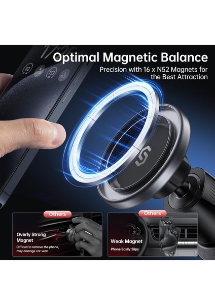 Magsafe Araç Montajı Için, Araç Havalandırması Için Esnek Dönebilen Manyetik Telefon Tutucu, Eller Serbest Araç Cep Telefonu Tutucu Montajı Uyumlu iPhone 15 Pro Max 14 13 12, Samsu (Yurt Dışından) fırsatları