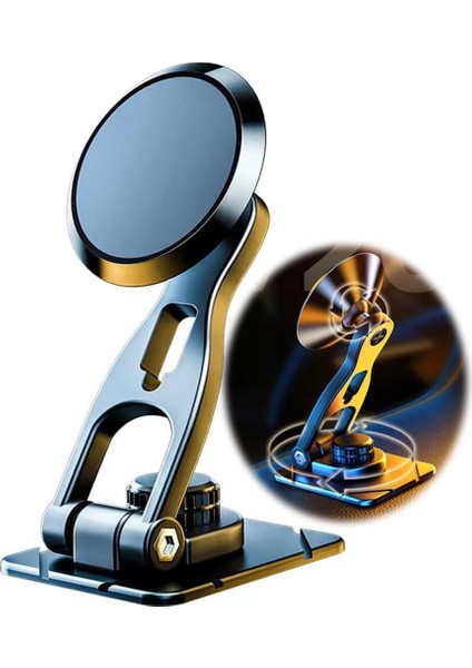 Araç Telefonu Tutucu Montajı Katlanır Manyetik Telefon Tutucu Ayarlanabilir Yükseklik Araba Için Cep Telefonu Montajı 360° Döndürme Kontrol Paneli Araç Telefonu Tutucu Fit iPhone A (Yurt Dışından)