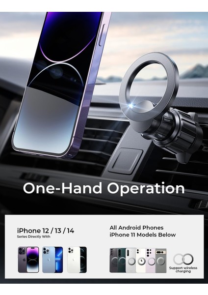 Paket Magsafe Araç Montaj Aparatına Uygun - [24 Süper Mıknatıs] Manyetik Araç Telefonu Montaj Parçası, Havalandırmalı Cep Telefonu Tutucu Klipsi, iPhone 15 Pro Max Plus 14 13 12 Mi (Yurt Dışından)