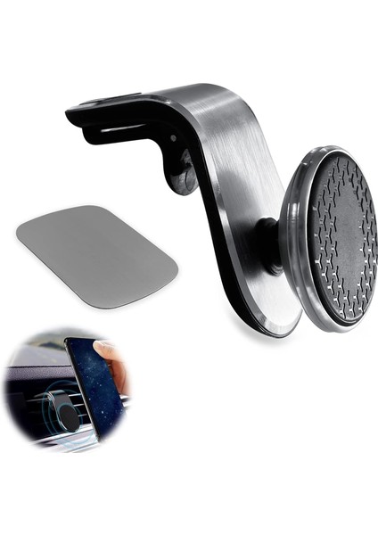 Araba Için Manyetik Telefon Tutucu, 360° Ayarlanabilir, Araba Hava Çıkış Tutucu, Herhangi Bir Akıllı Telefon Için Evrensel Araç Cep Telefonu Tutucu (Gümüş) (Yurt Dışından)