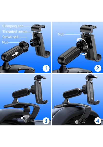 Araba Kontrol Paneli Telefon Klipsi Tutucu, 360° Dönen Çizgi Direksiyon Cep Telefonu Kelepçe Montaj Standı 4-7 Inç Akıllı Telefonlarla Uyumlu (Siyah) (Yurt Dışından) modelleri