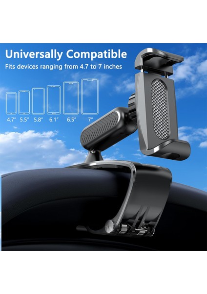 Araba Kontrol Paneli Telefon Klipsi Tutucu, 360° Dönen Çizgi Direksiyon Cep Telefonu Kelepçe Montaj Standı 4-7 Inç Akıllı Telefonlarla Uyumlu (Siyah) (Yurt Dışından) fırsatları