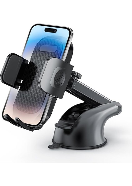 Araç Vantuzlu Telefon Tutacağı, 360° Dönebilen Sarsıntı Önleyici Sabit Ön Cam Kontrol Paneli Penceresi Yapışkan Jel Pedli Cep Telefonu Tutacağı Montajı, 12 13 14 15 Pro Max (Karbon (Yurt Dışından)