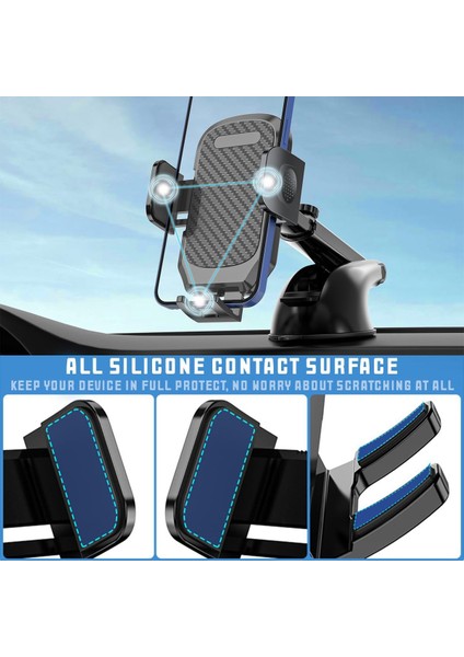 Araç Vantuzlu Telefon Tutacağı, 360° Dönebilen Sarsıntı Önleyici Sabit Ön Cam Kontrol Paneli Penceresi Yapışkan Jel Pedli Cep Telefonu Tutacağı Montajı, 12 13 14 15 Pro Max (Karbon (Yurt Dışından) fiyatları
