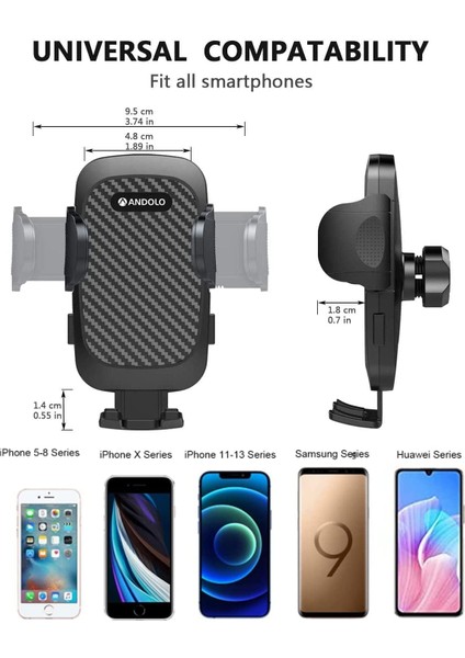 Araç Telefonu Tutucu, Havalandırma Için Cep Telefonu Tutucu Araba, iPhone 13 Pro Max/pro/mini/12/11/xs/xr, Samsung S21 S20 S10 Note 20 ve Daha Fazlasıyla Uyumlu Universal Araç Tele (Yurt Dışından)