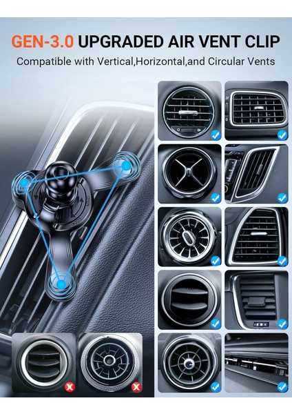 Araba Için Telefon Tutucu [dikey ve Dairesel Havalandırma Dostu] Evrensel Sabit Araç Telefonu Montajı Havalandırma Tutucu Kızak Kılıfı Dostu (Klips) (Yurt Dışından) fiyatları