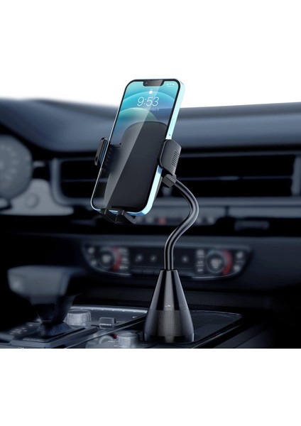 Bardaklık Telefon Montaj Aparatı, Siyah, Uzatılabilir Taban ve Ayarlanabilir Deve Boynu, iPhone ile Uyumlu (Yurt Dışından)