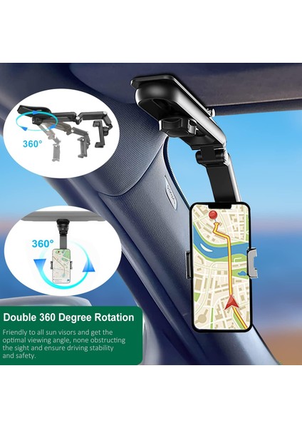Araba Için Güneşlik Cep Telefonu Tutucu, 1080° Döndürülebilir Güneşlik Araç Telefonu Montajı, iPhone Için Evrensel 11/12/13 Pro Max Xs Max Xr 8 8plus 7 Samsung Galaxy S10 S9 S8 Lg (Yurt Dışından) fırsatları