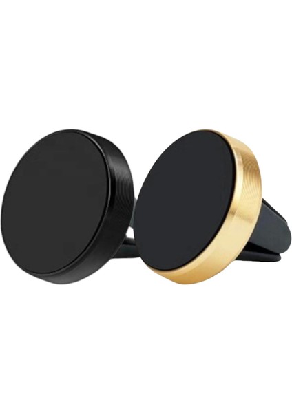 [2 Parça] Nutech Manyetik Havalandırmalı Mini Araç Montajlı Telefon Tutucu, Iphone, Android, Samsung Için Magsafe ile Uyumlu Metal Plakalı - Siyah + Altın (Yurt Dışından)