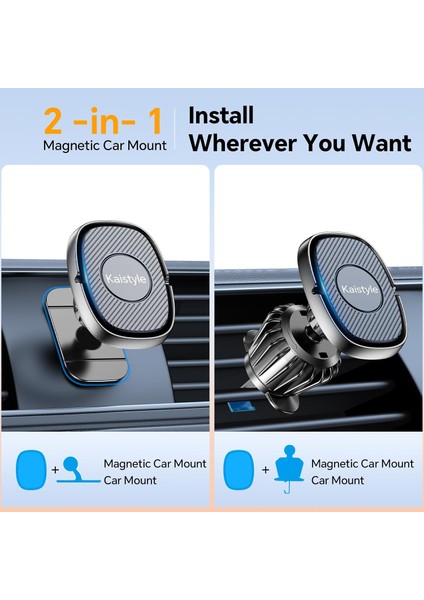 Araba Için Manyetik Telefon Tutucu 、 Dash + Vent 、 iPhone Cep Telefonu Için Manyetik Araç Montaj Parçası 、 Süper Mıknatıslar 、 Arabanız Için Telefon Tutucular Tüm Akıllı Telefonlar (Yurt Dışından) modelleri