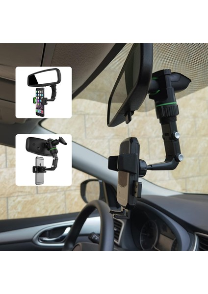 Araç Telefonu Tutucu, 360° Dikiz Aynası Telefon Tutucu, Cep Telefonu Tutucu Telefon Montajı 4-7 Inç Cihazlar Için Evrensel Ayarlanabilir Tutucu Kızak Araç Montajı (Yurt Dışından) fiyatları