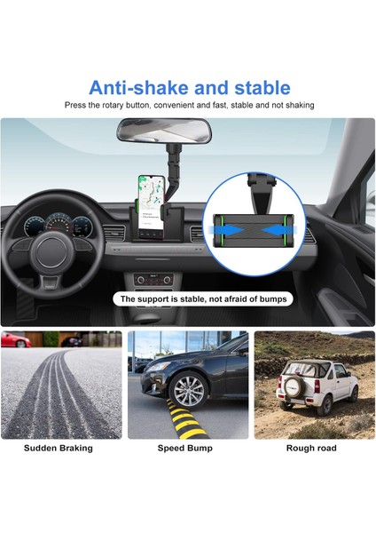 Araç Telefonu Tutucu, 360° Dikiz Aynası Telefon Tutucu, Cep Telefonu Tutucu Telefon Montajı 4-7 Inç Cihazlar Için Evrensel Ayarlanabilir Tutucu Kızak Araç Montajı (Yurt Dışından) modelleri