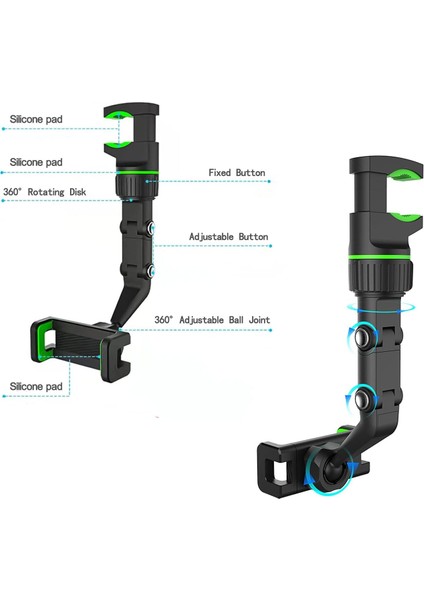 Araç Telefonu Tutucu, 360° Dikiz Aynası Telefon Tutucu, Cep Telefonu Tutucu Telefon Montajı 4-7 Inç Cihazlar Için Evrensel Ayarlanabilir Tutucu Kızak Araç Montajı (Yurt Dışından) fırsatları