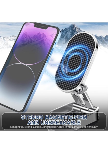Adet Katlanır Manyetik Telefon Tutucu, 2 Metal Plakalı Alaşım Katlanır Manyetik Araç Telefonu Tutucu, Araç Manyetik Telefon Tutucu, Tüm Telefonlar Için 360° Döndürülebilir Manyetik (Yurt Dışından) modelleri