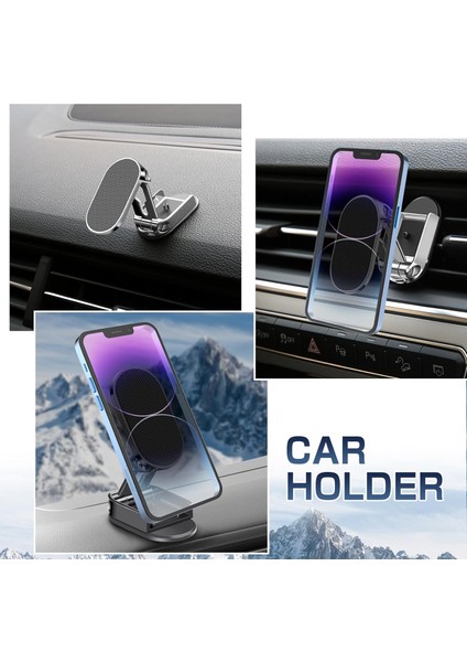 Adet Katlanır Manyetik Telefon Tutucu, 2 Metal Plakalı Alaşım Katlanır Manyetik Araç Telefonu Tutucu, Araç Manyetik Telefon Tutucu, Tüm Telefonlar Için 360° Döndürülebilir Manyetik (Yurt Dışından) fırsatları
