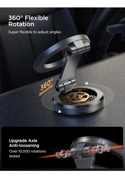 Magsafe Araç Montajı Için, 360° Dönebilen Araba Için Tamamen Metal Manyetik Telefon Tutucu, Güçlü Mıknatıslar Eller Serbest iPhone Araç Paneli Için Araç Tutucu Montajı iPhone 15 14 (Yurt Dışından)