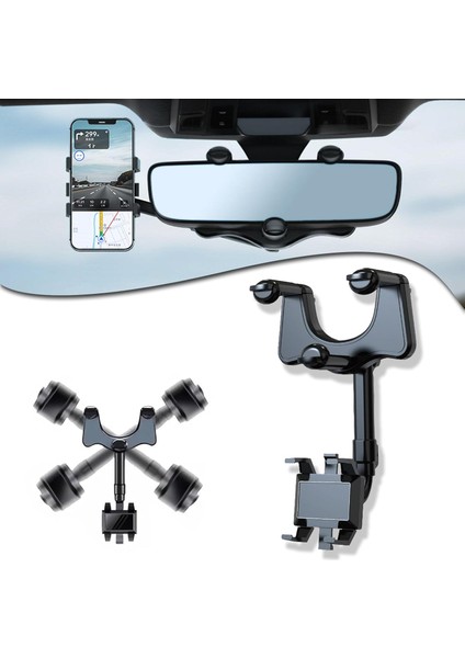 Satismoon Araç Telefonu Tutucu, Satismoon Çok Fonksiyonlu 360° Dönebilen Araç Dikiz Aynası Telefon Tutucular, Lifegiverwise Telefon Tutucu, Cep Telefonu Dikiz Aynası Montajı (1 Ade (Yurt Dışından)